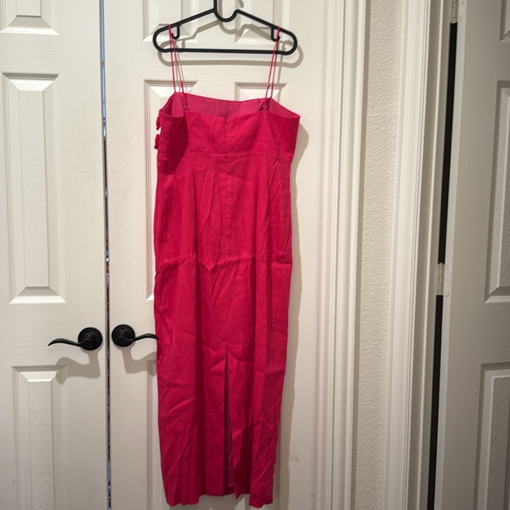 ANTONIO MELANI Hot Pink Floral-Trim Midi Dress - Picture 7 of 8
